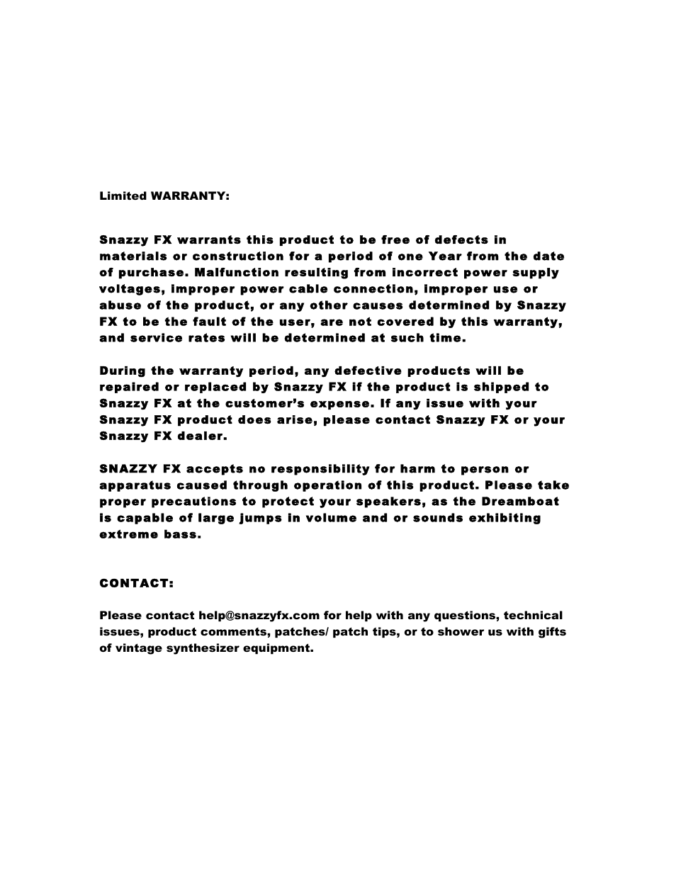 Snazzy FX DREAMBOAT User Manual | Page 16 / 17
