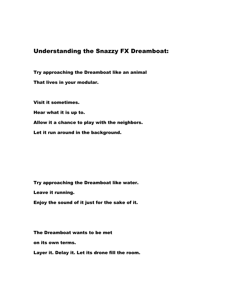 Understanding the snazzy fx dreamboat | Snazzy FX DREAMBOAT User Manual | Page 3 / 17