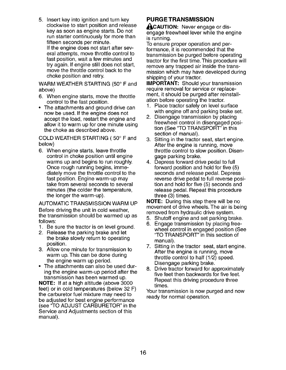 Purge transmission | Craftsman 917.273481 User Manual | Page 16 / 60