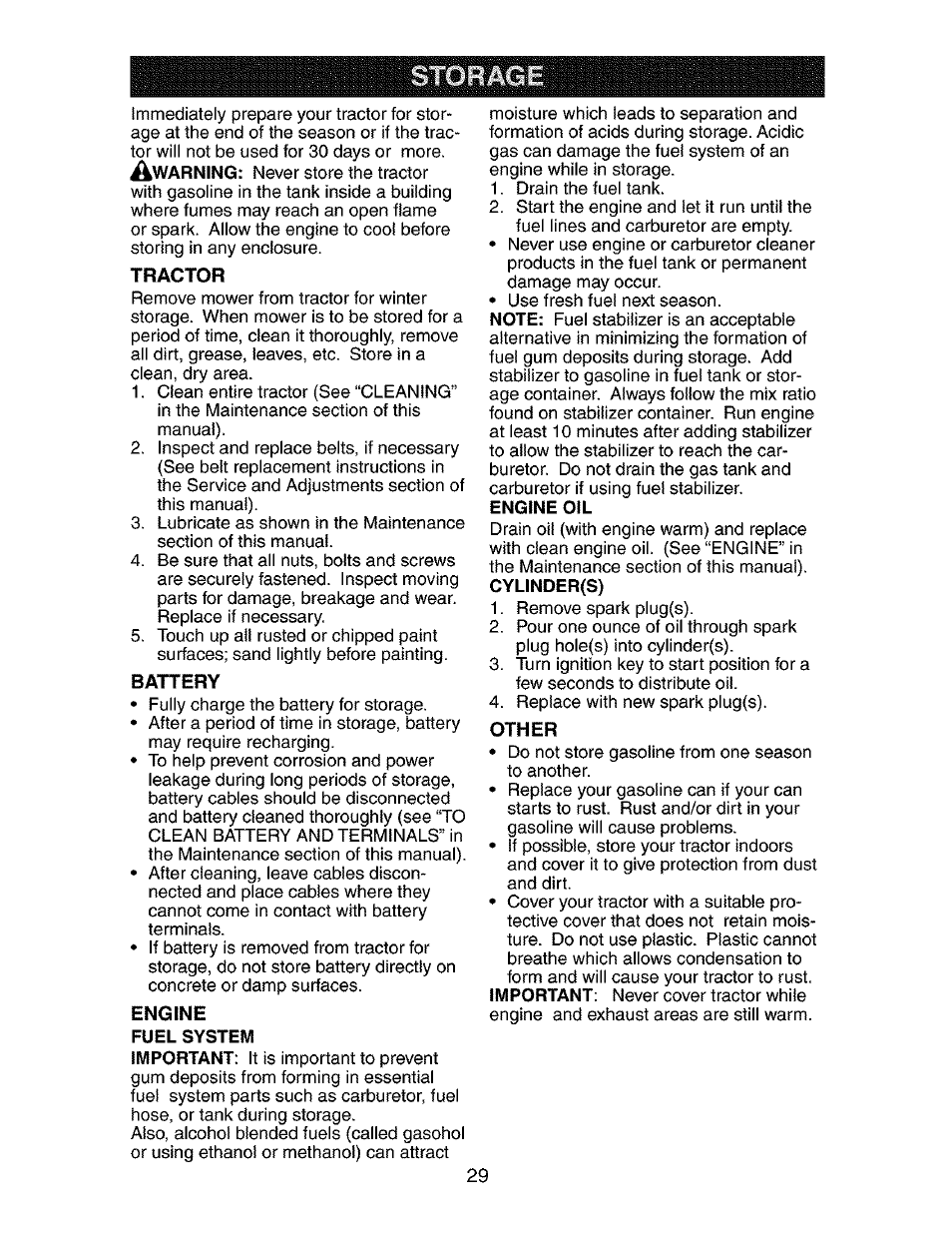 Engine oil | Craftsman 917.273481 User Manual | Page 29 / 60