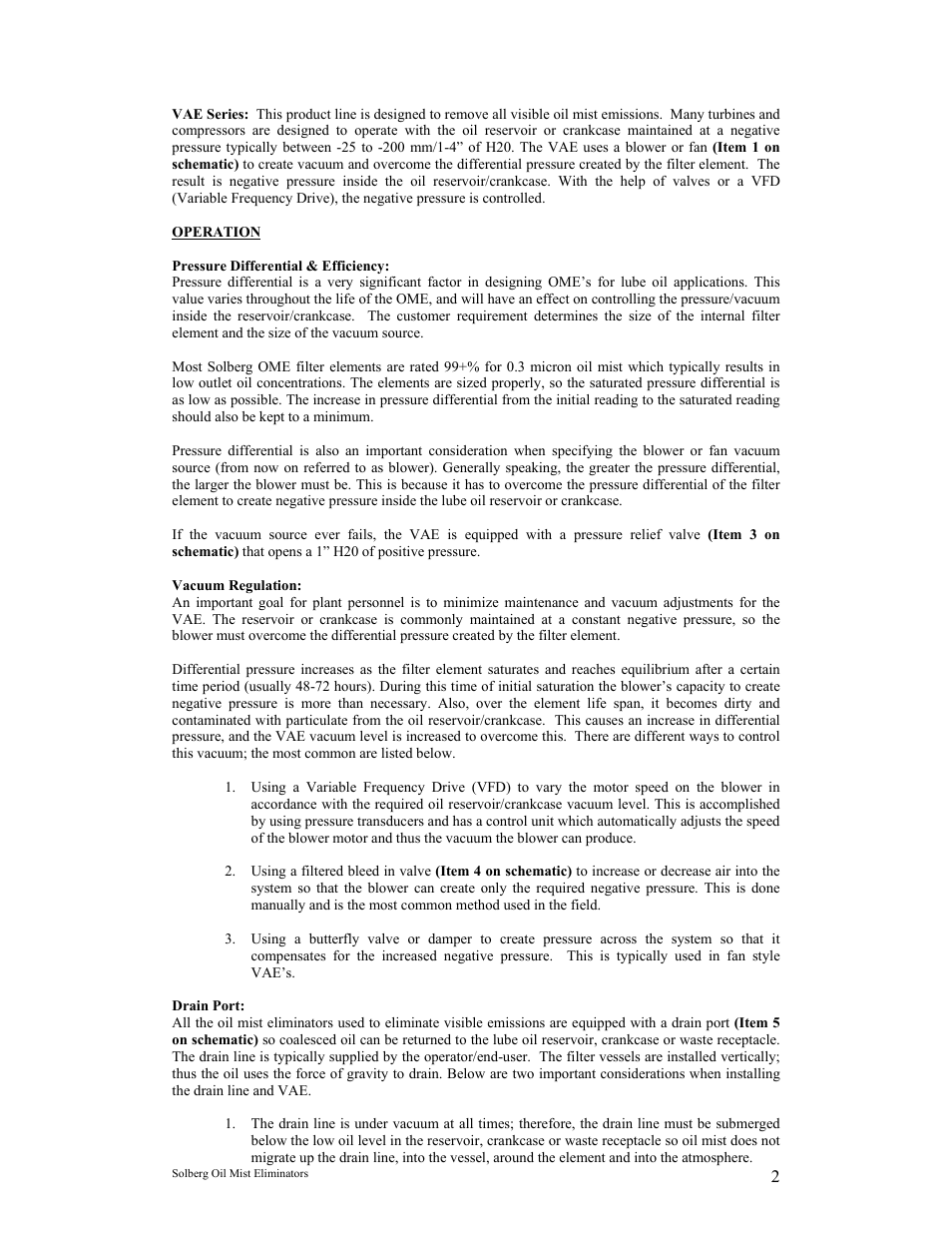 Solberg Oil Mist Eliminators User Manual | Page 2 / 5