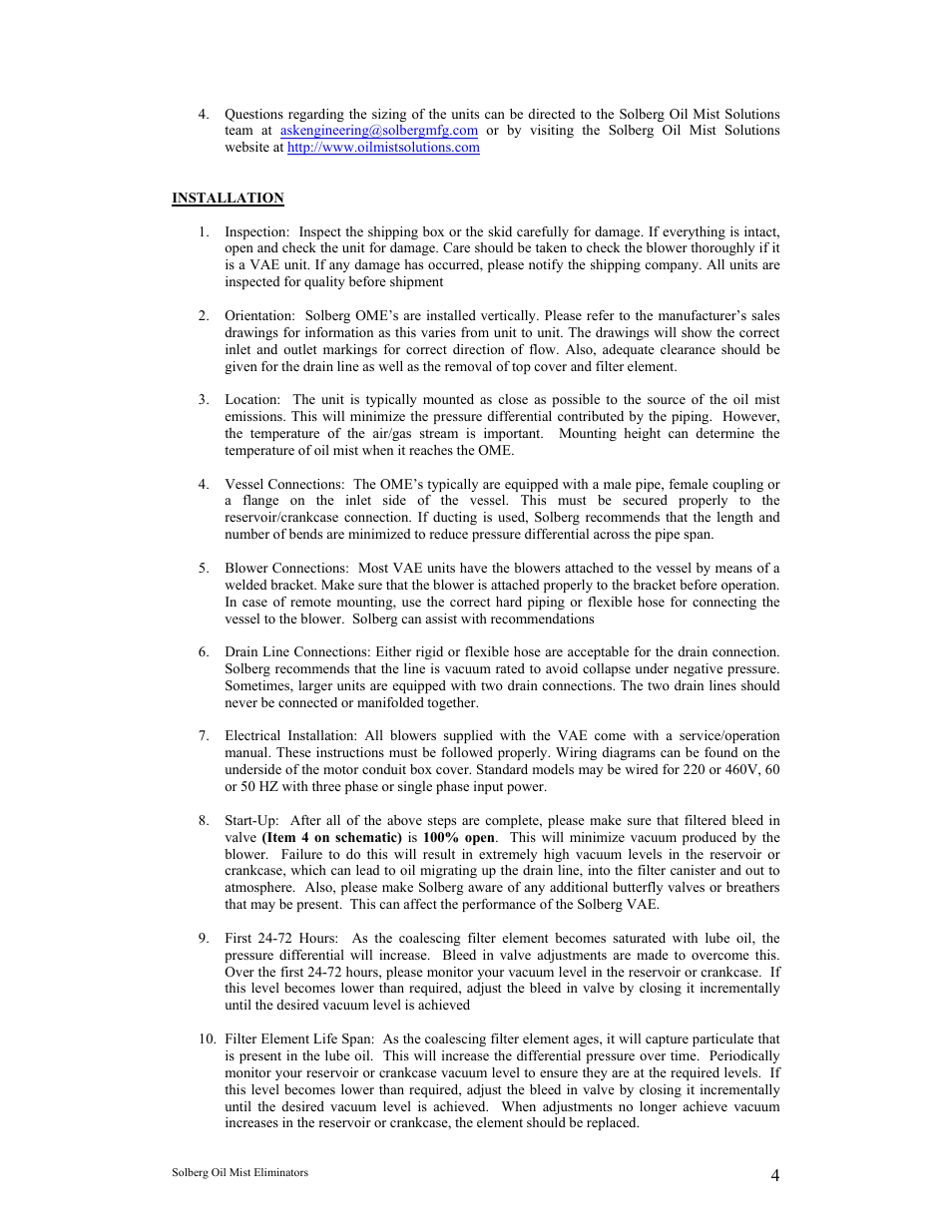 Solberg Oil Mist Eliminators User Manual | Page 4 / 5