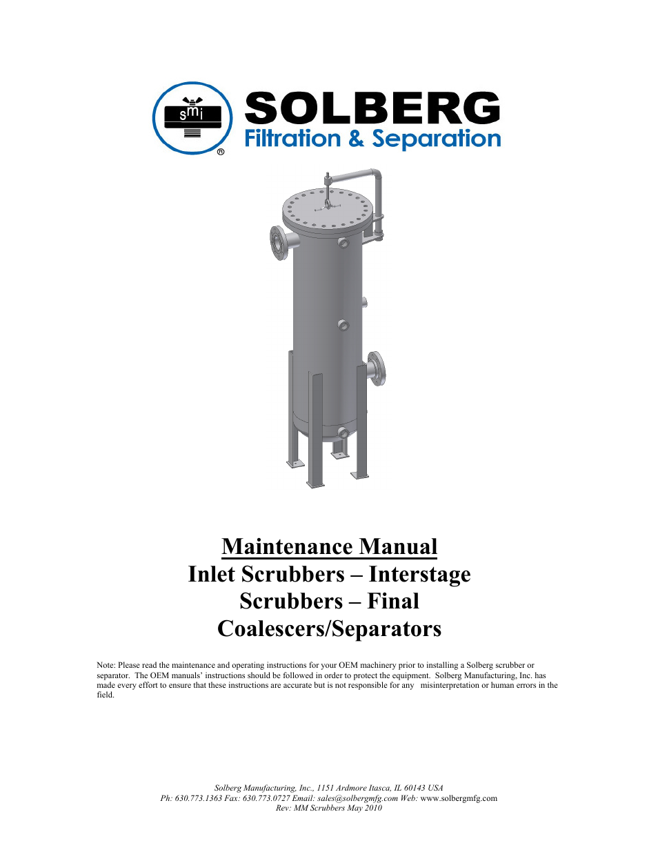 Solberg Scrubbers User Manual | 8 pages