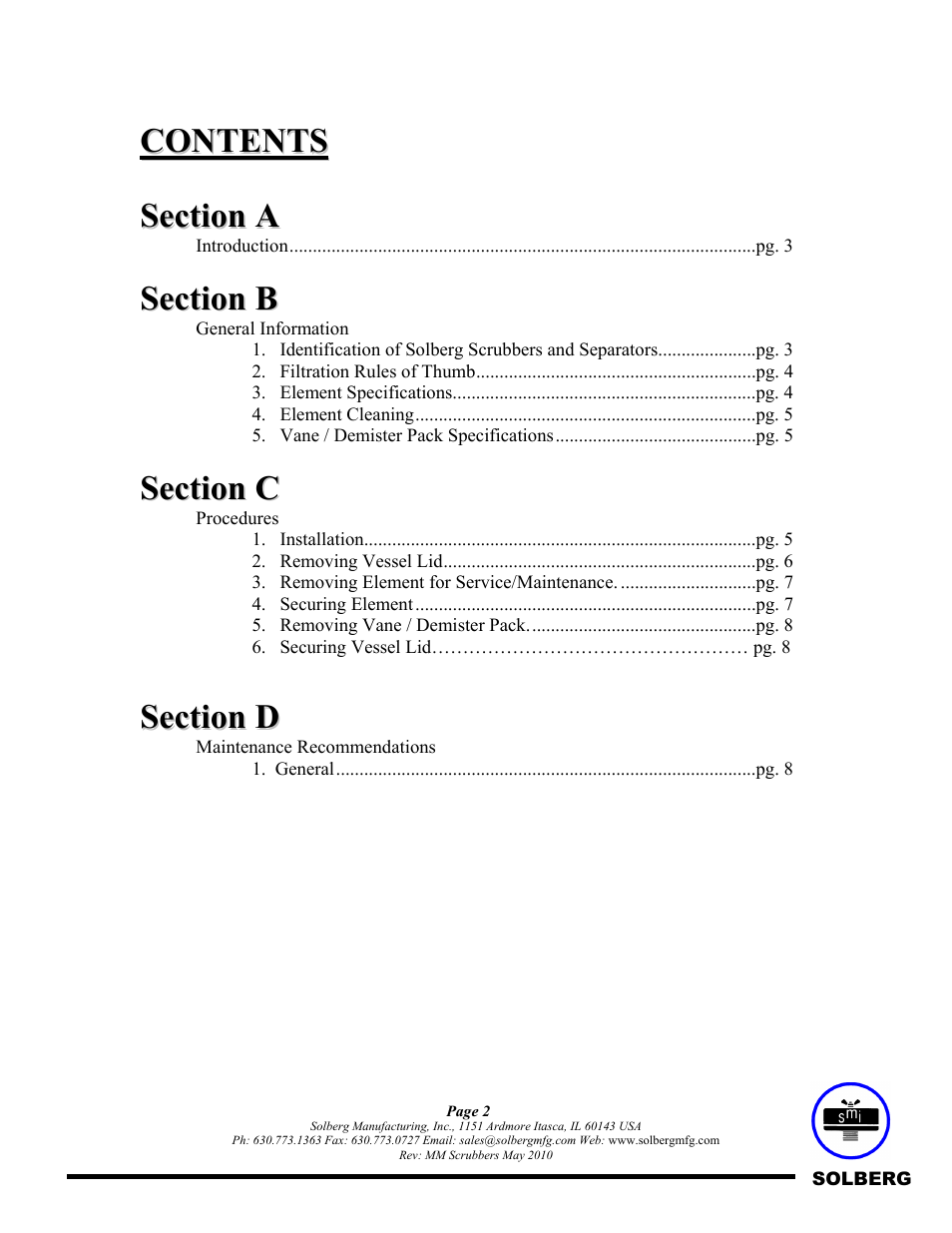 Solberg Scrubbers User Manual | Page 2 / 8