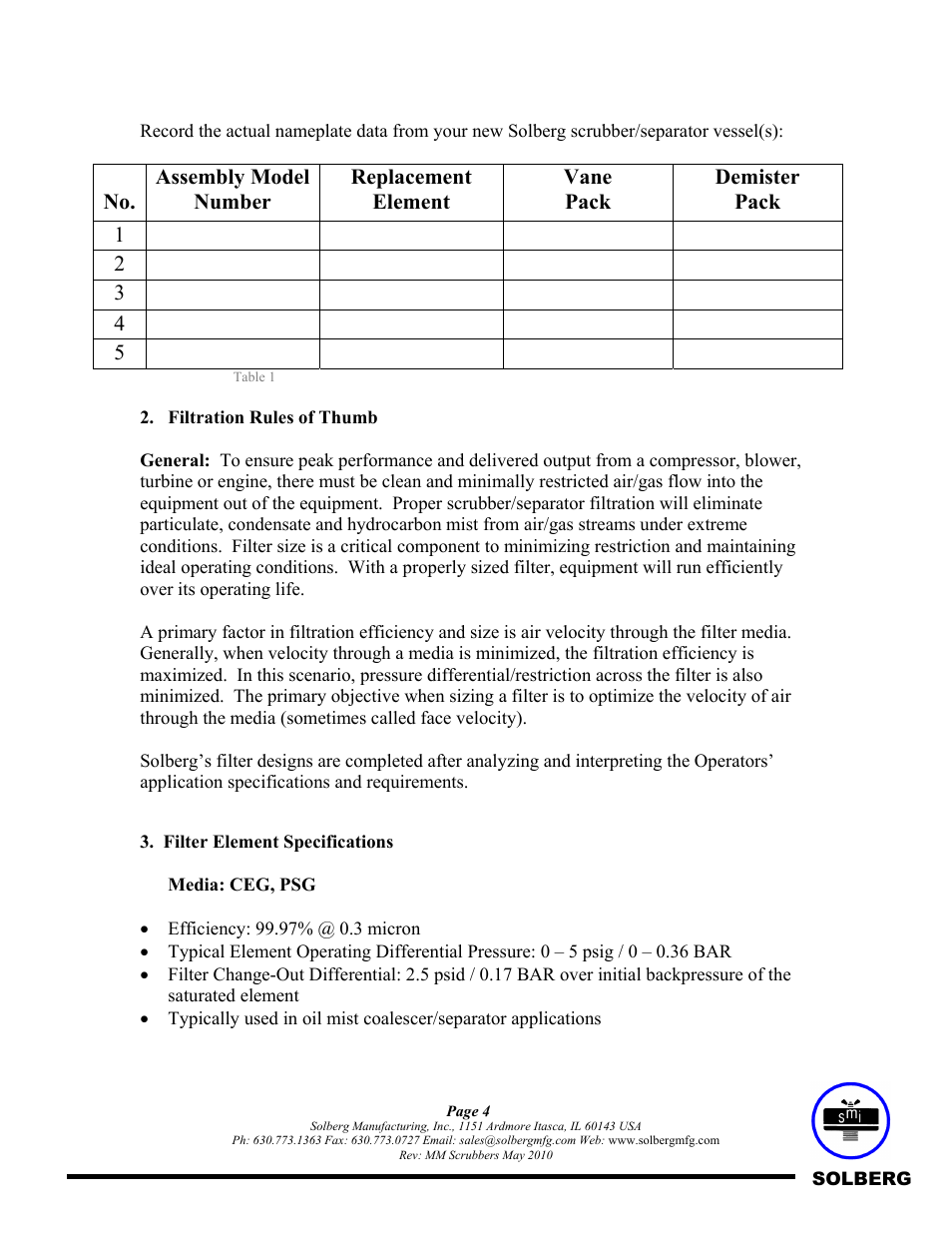 Solberg Scrubbers User Manual | Page 4 / 8