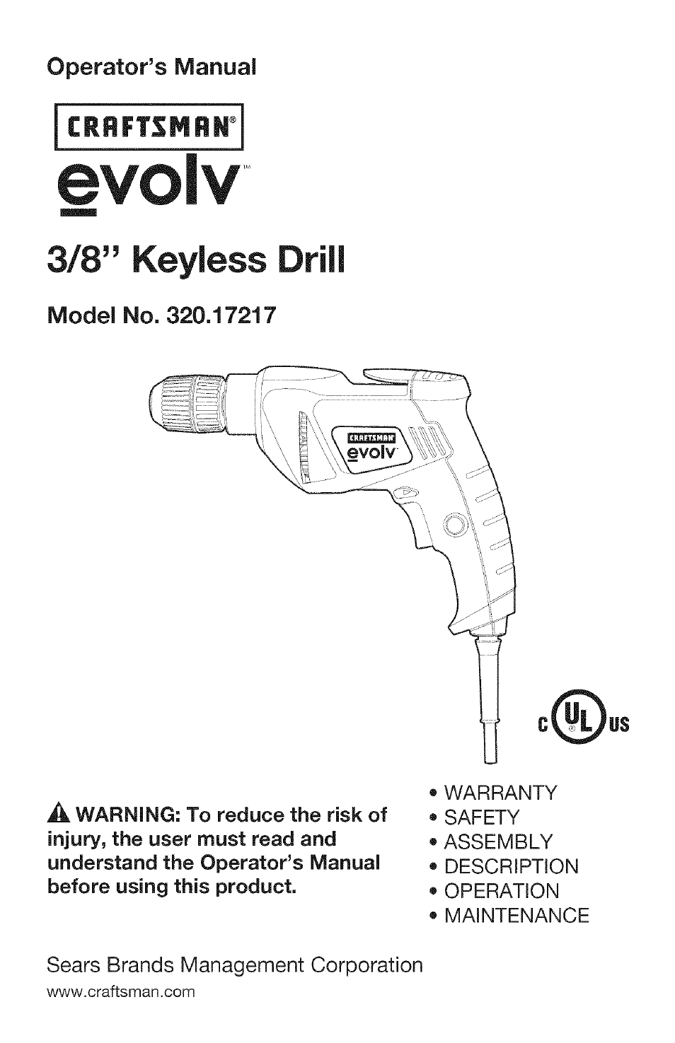 Craftsman 320.17217 User Manual | 20 pages