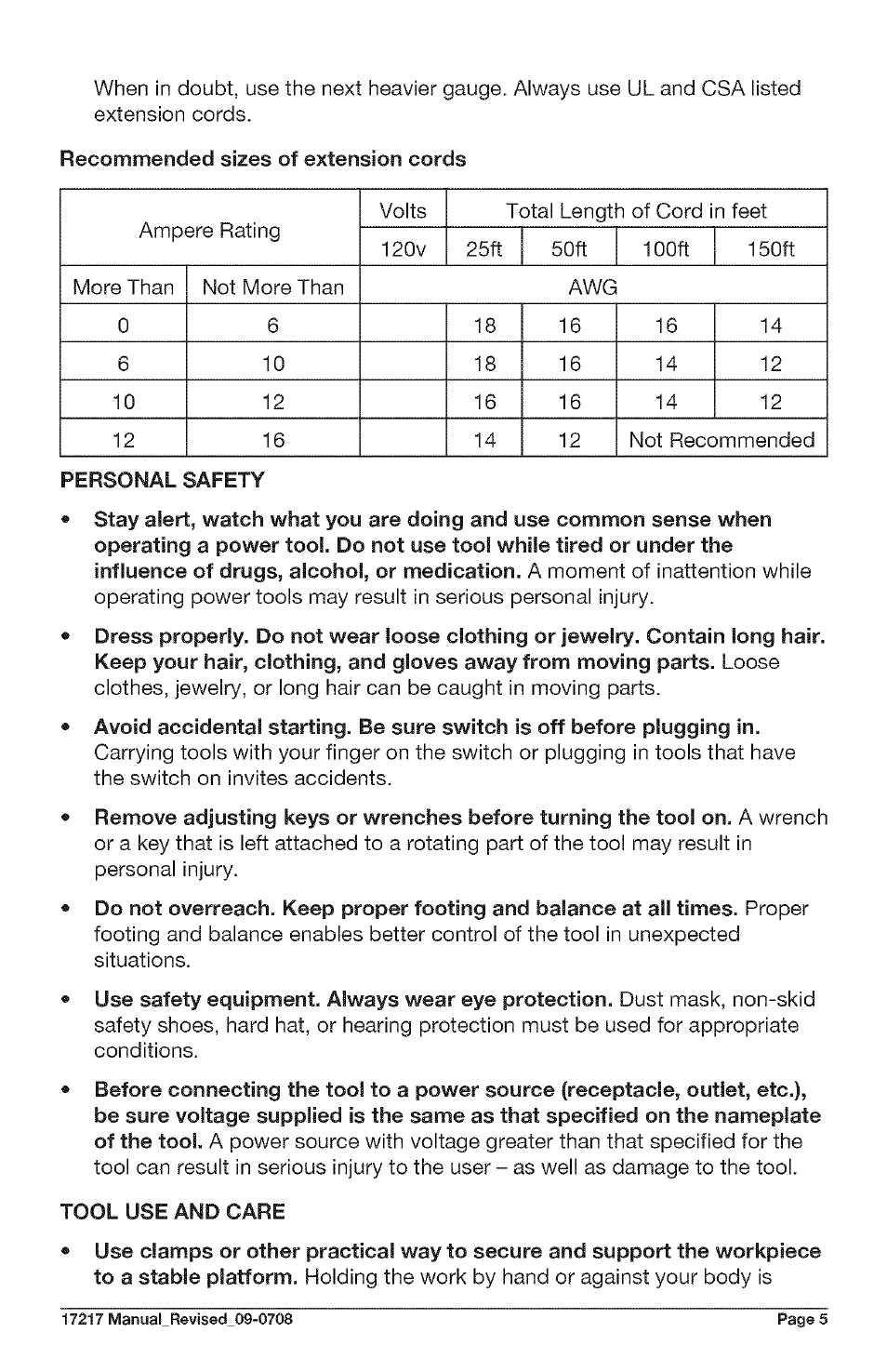 Craftsman 320.17217 User Manual | Page 5 / 20