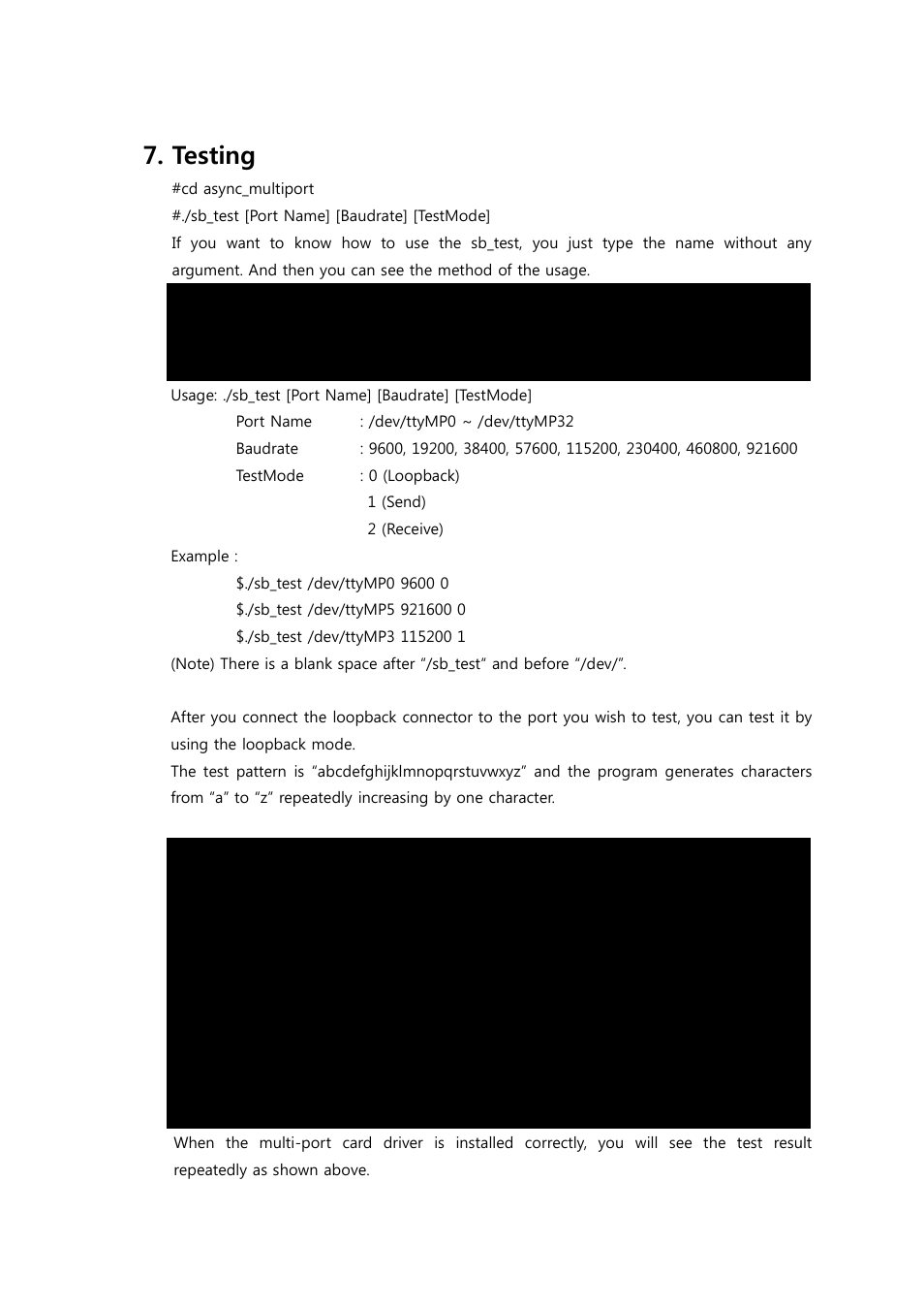 Testing | Solvline PCIe Serial Multi-port Card Linux Driver User Manual | Page 7 / 7