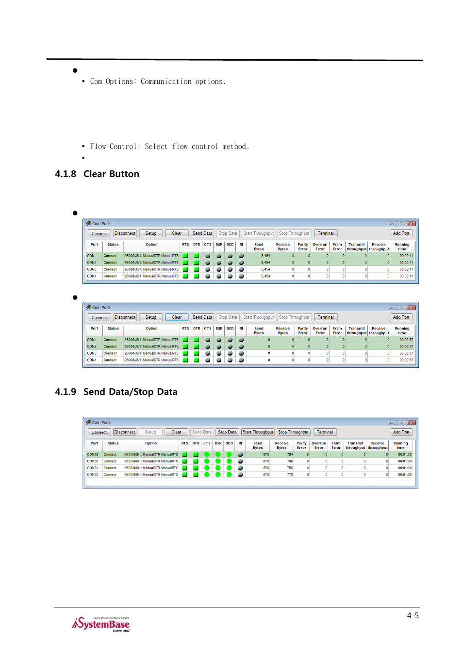 8 clear button, 9 send data/stop data, Clear button -5 | Send data/stop data -5, Testview | Solvline TestView User Manual | Page 17 / 33