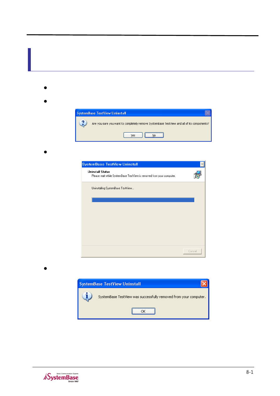 Chapter 8. uninstalling testview, Chapter 8, Uninstalling testview -1 | Testview | Solvline TestView User Manual | Page 33 / 33