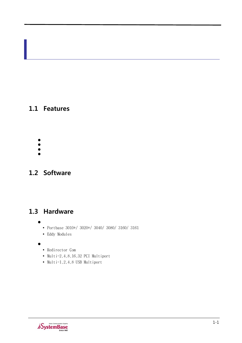 Chapter 1. overview, 1 features, 2 software | 3 hardware, Chapter 1, Overview -1, Features -1, Software -1, Hardware -1, Testview | Solvline TestView User Manual | Page 5 / 33