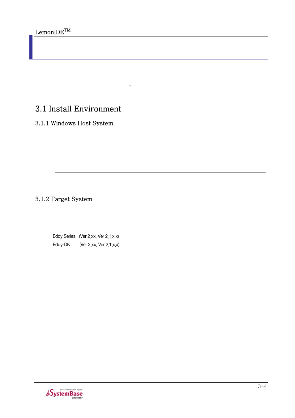 Chapter 3. installing lemonide windows, 1 install environment, 1 windows host system | 2 target system, Chapter 3. installing lemonide windows -4, 1 install environment -4, 1 windows host system -4 3.1.2 target system -4, Chapter 4. installing lemonide linux | Solvline LemonIDE Ver 1.0e User Manual | Page 10 / 56