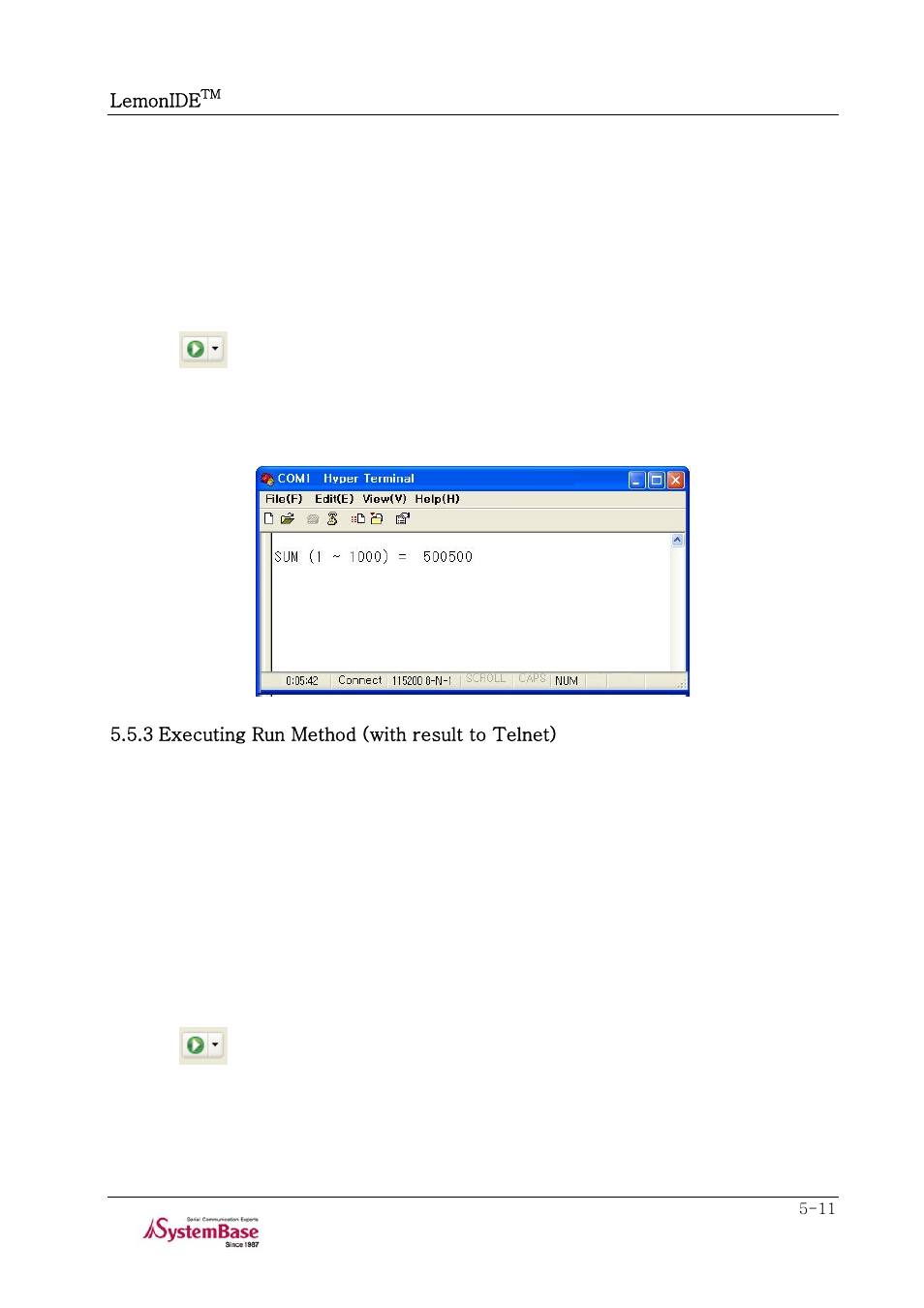 3 executing run method (with result to telnet), 3 executing run method (with result to telnet) -11 | Solvline LemonIDE Ver 1.0e User Manual | Page 35 / 56