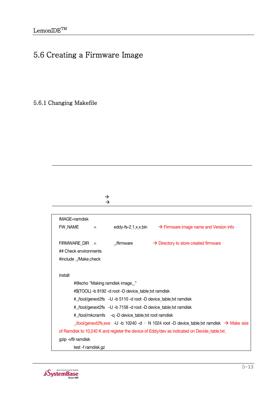 6 creating a firmware image, 1 changing makefile, 6 creating a firmware image -13 | 1 changing makefile -13 | Solvline LemonIDE Ver 1.0e User Manual | Page 37 / 56