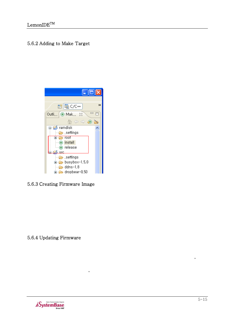 2 adding to make target, 3 creating firmware image, 4 updating firmware | Solvline LemonIDE Ver 1.0e User Manual | Page 39 / 56