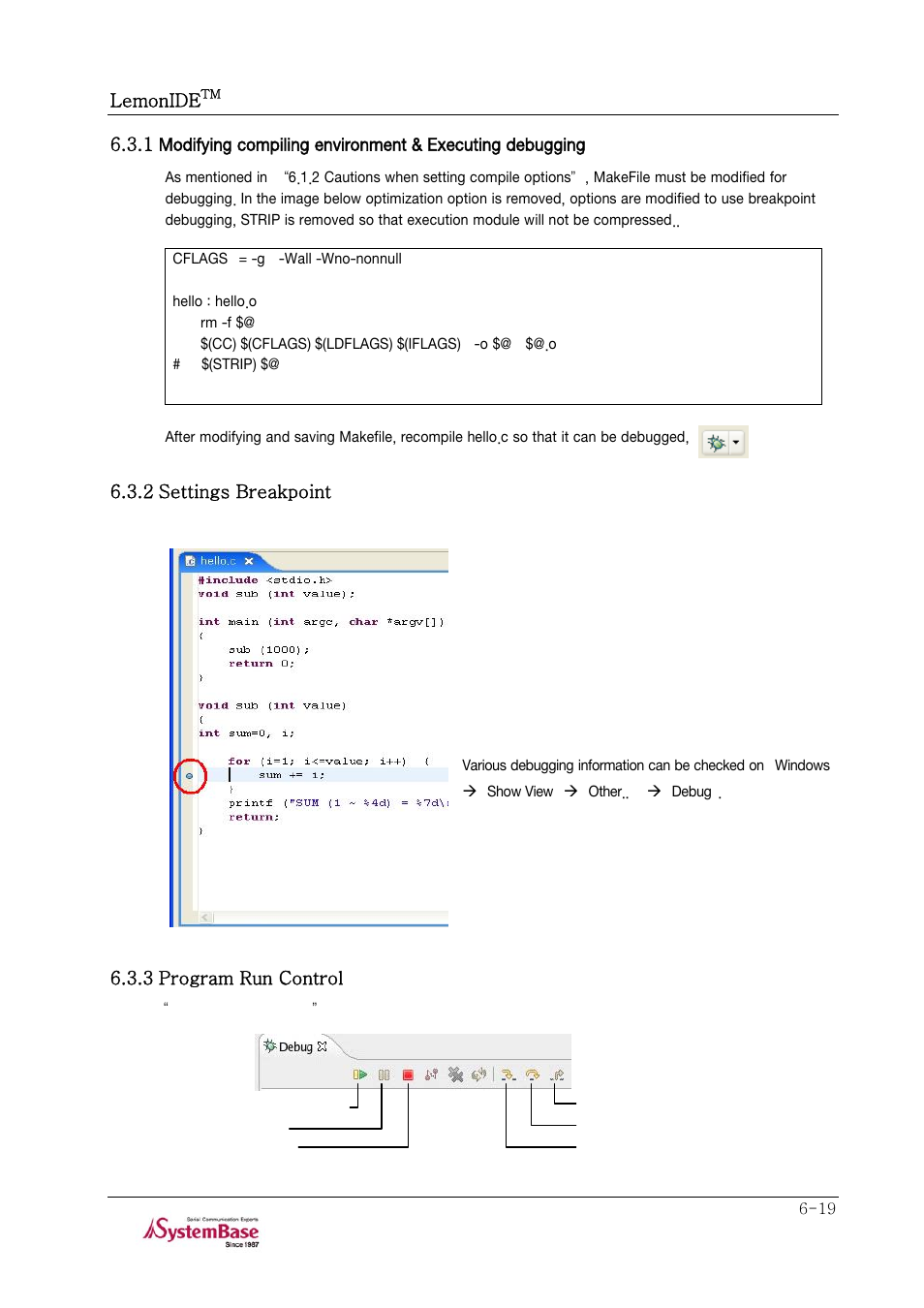 2 settings breakpoint, 3 program run control | Solvline LemonIDE Ver 1.0e User Manual | Page 43 / 56