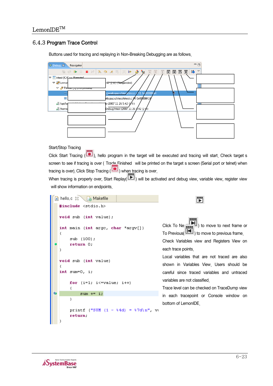 3 program trace control, 3 program trace control -23 | Solvline LemonIDE Ver 1.0e User Manual | Page 47 / 56