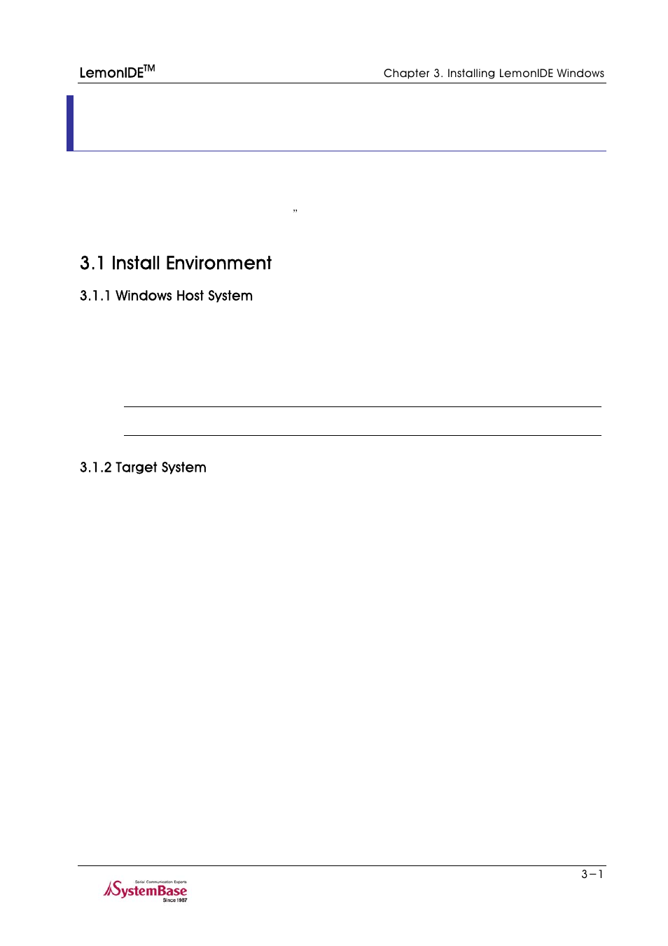 Chapter 3. installing lemonide windows, 1 install environment, 1 windows host system | 2 target system, Chapter 3. installing lemonide windows -1, 1 install environment -1, 1 windows host system -1 3.1.2 target system -1, Chapter 4. installing lemonide linux | Solvline LemonIDE Ver 1.0c User Manual | Page 11 / 56