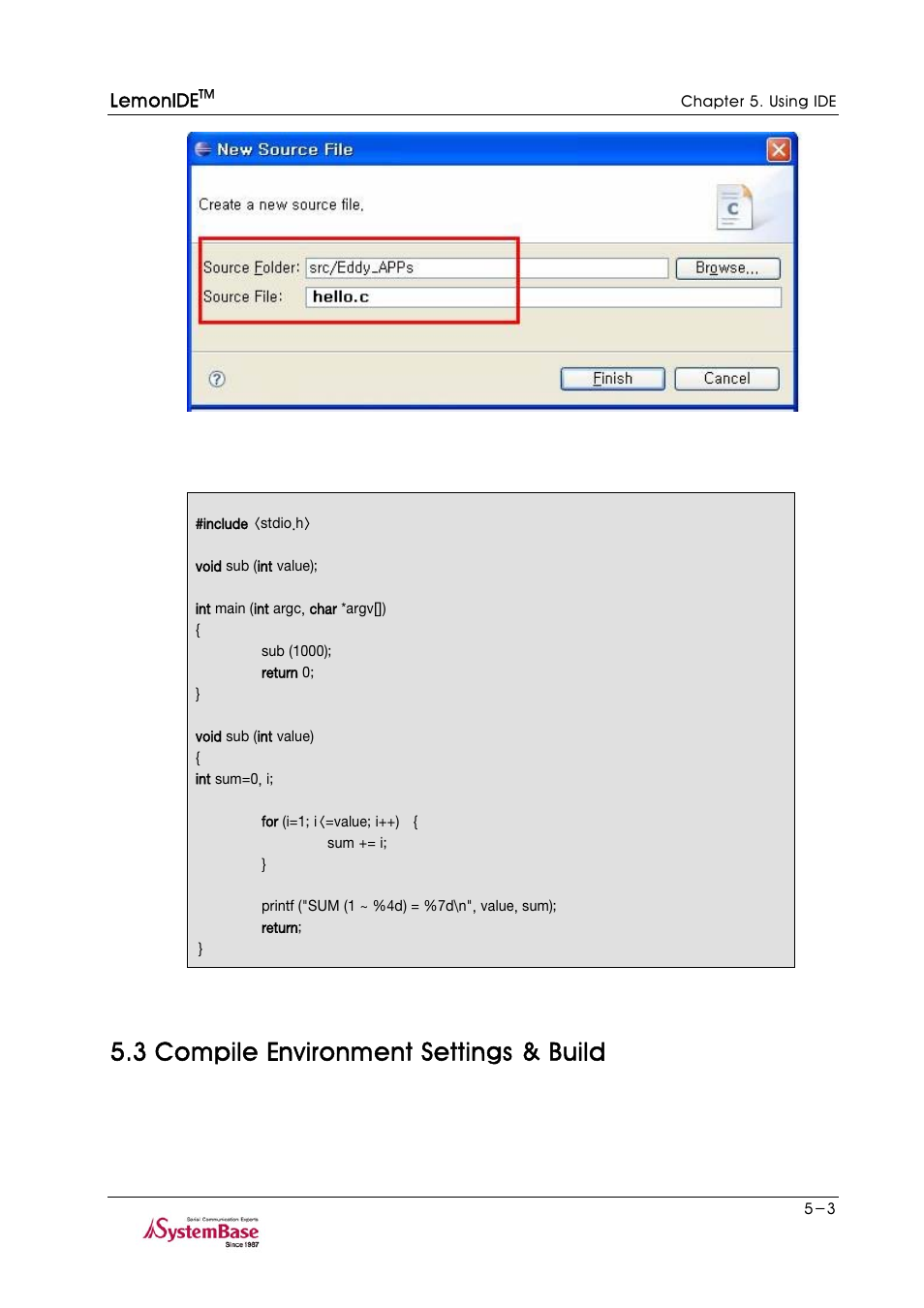 3 compile environment settings & build, 3 compile environment settings & build -3 | Solvline LemonIDE Ver 1.0c User Manual | Page 27 / 56