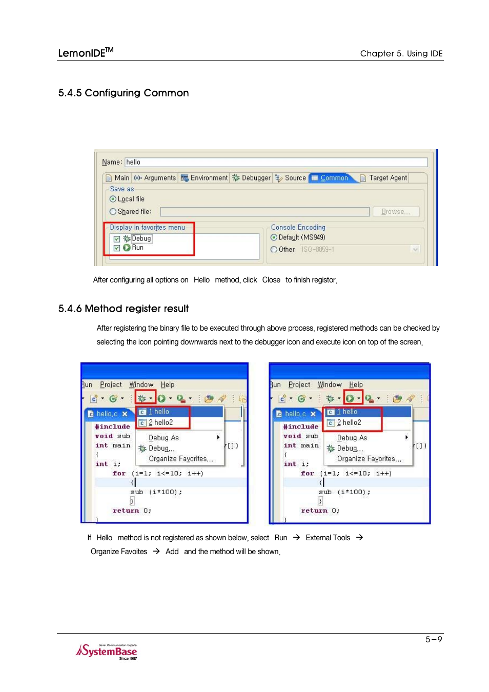 5 configuring common, 6 method register result | Solvline LemonIDE Ver 1.0c User Manual | Page 33 / 56