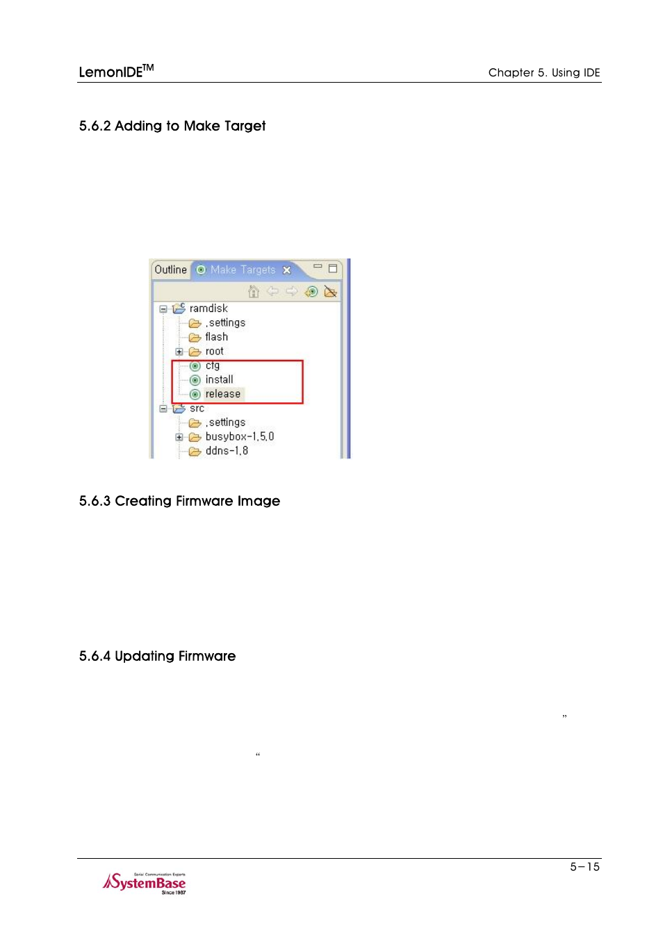 2 adding to make target, 3 creating firmware image, 4 updating firmware | Solvline LemonIDE Ver 1.0c User Manual | Page 39 / 56