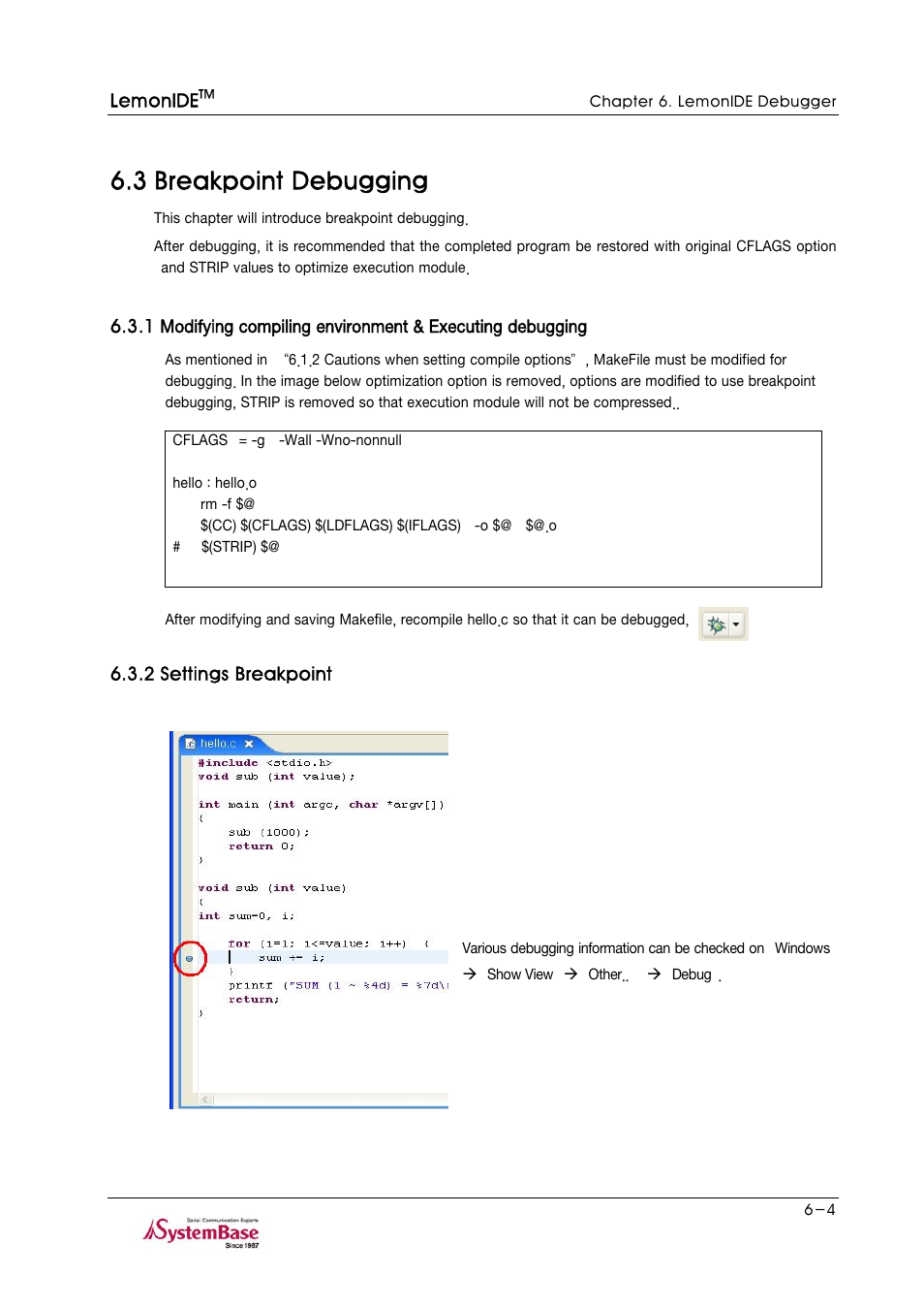 3 breakpoint debugging, 2 settings breakpoint, 3 breakpoint debugging -4 | Solvline LemonIDE Ver 1.0c User Manual | Page 43 / 56