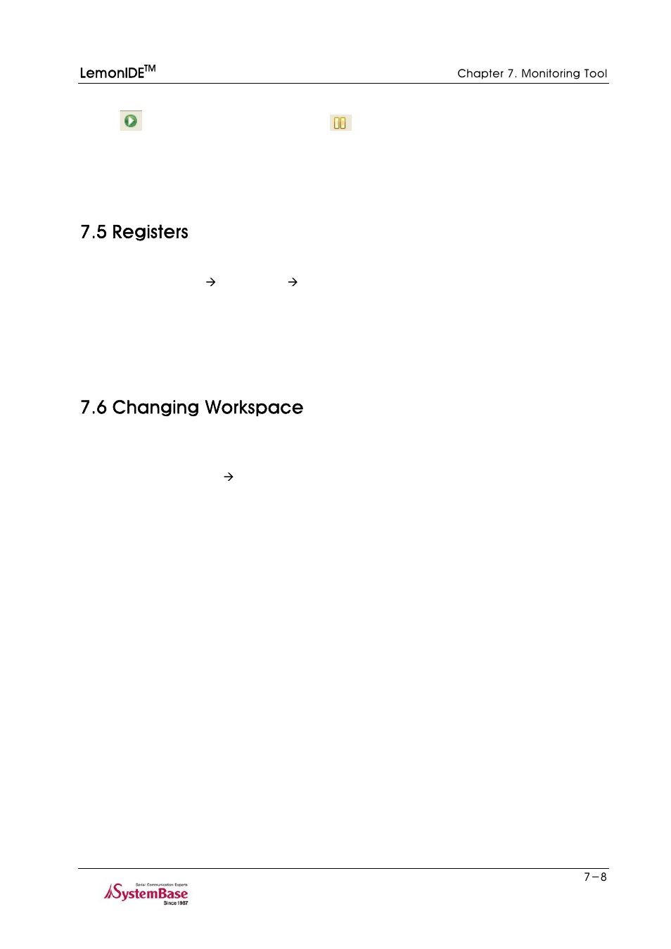 5 registers, 6 changing workspace, 5 registers -8 | 6 changing workspace -8 | Solvline LemonIDE Ver 1.0c User Manual | Page 56 / 56