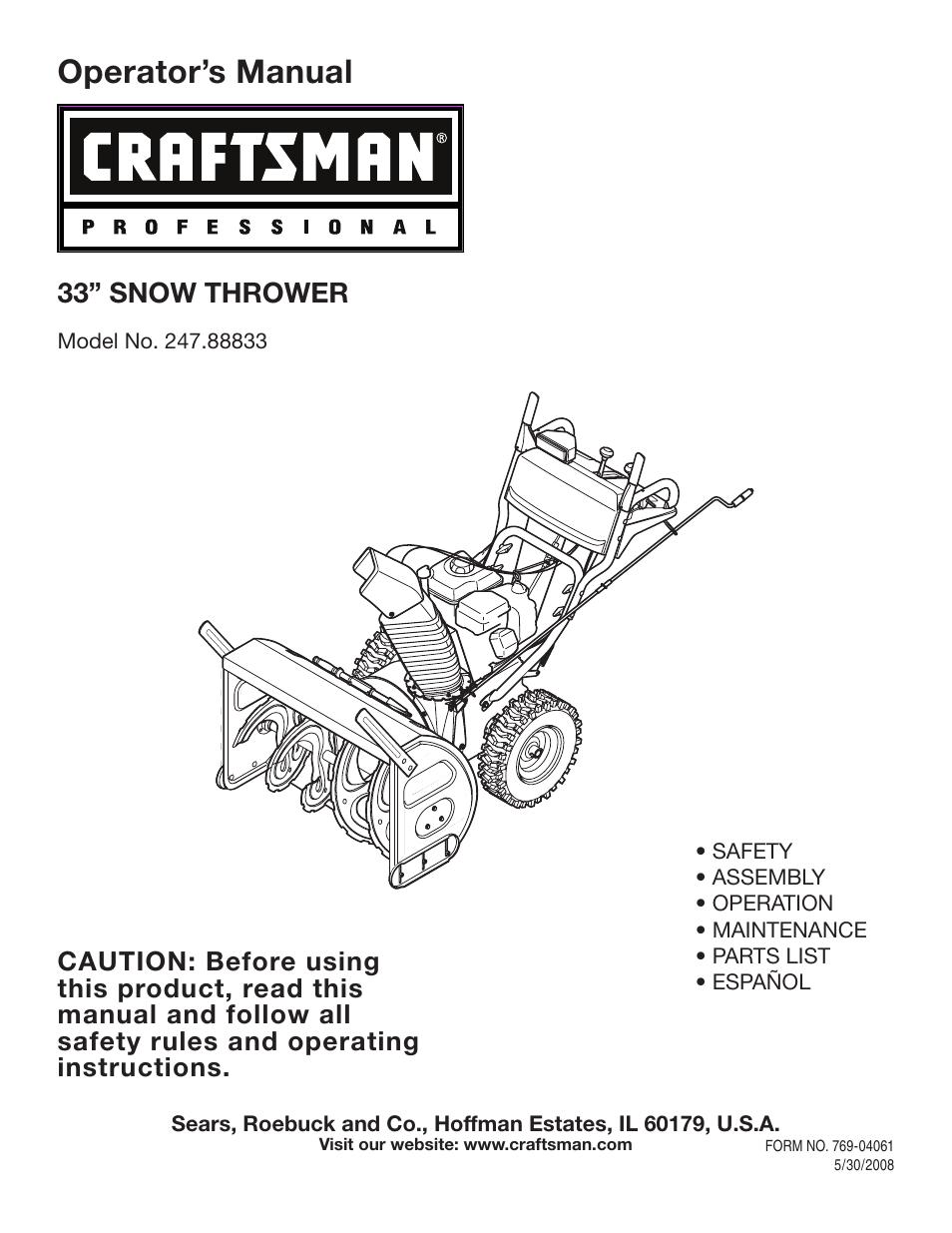 Craftsman 247.88833 User Manual | 64 pages