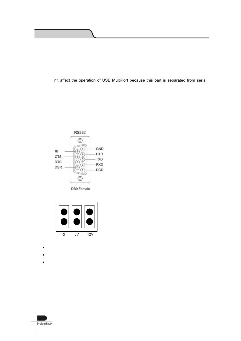 Multi-4/8 usb under v1.5, Rs232 model, Hardware multi-4/8 under v1.5 | Db9 female pin assignment, External voltage supply jumper | Solvline USB Multiport User Manual | Page 25 / 68