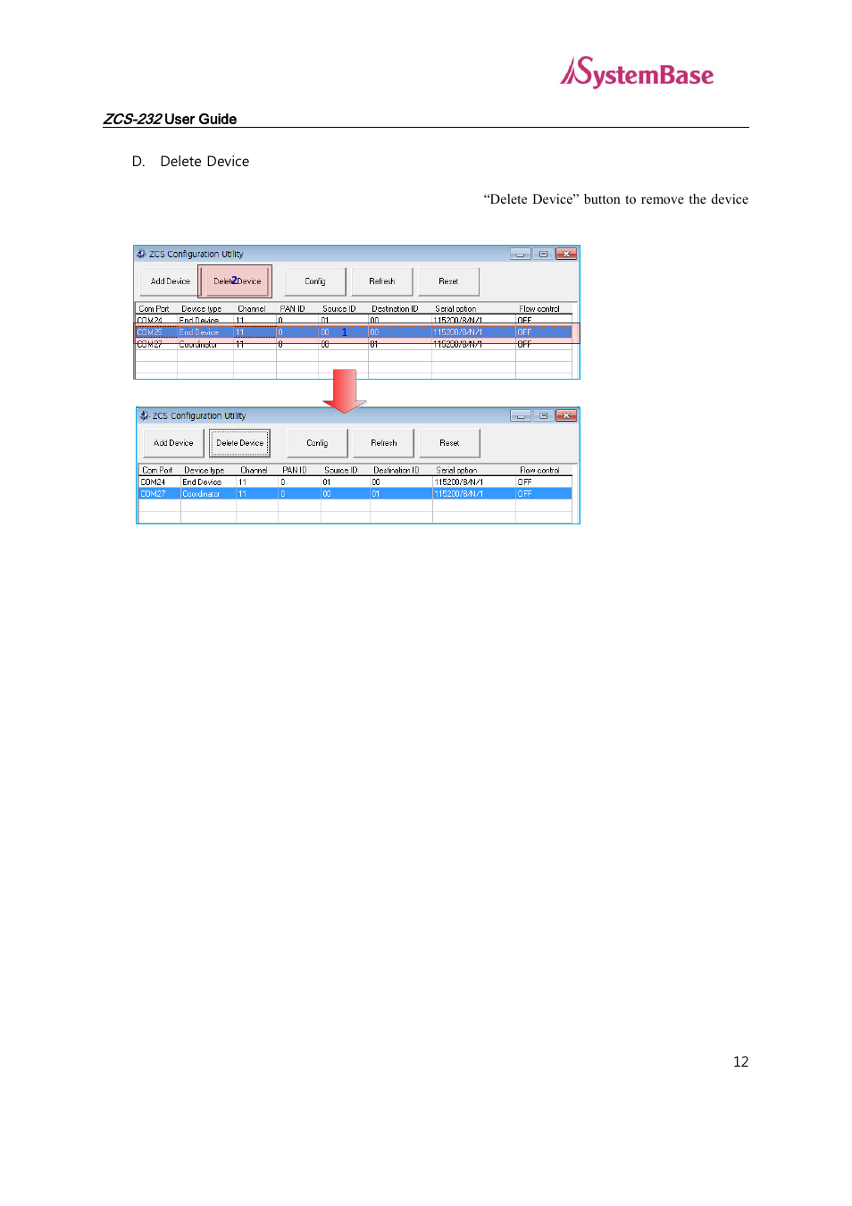 D. delete device | Solvline ZCS-232 User Manual | Page 12 / 14