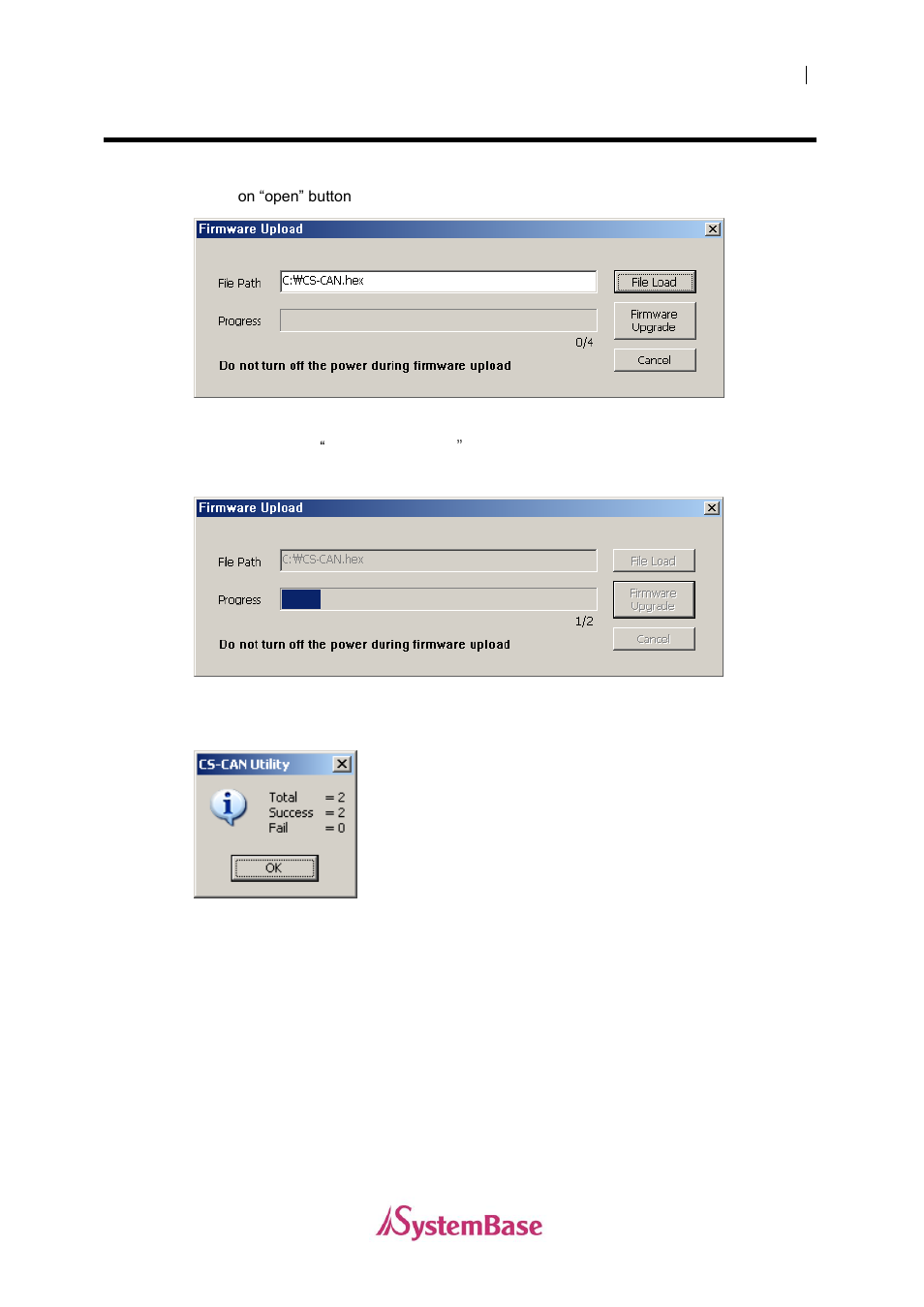 Firmware upload dialog box | Solvline CS-CAN User Manual User Manual | Page 19 / 29