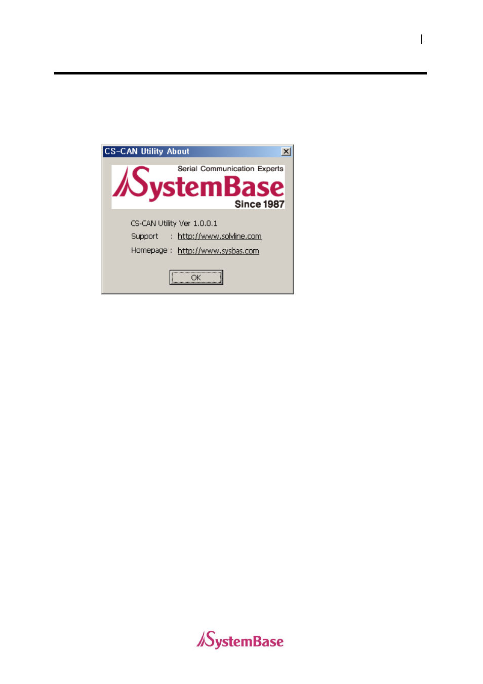 About dialog box | Solvline CS-CAN User Manual User Manual | Page 21 / 29