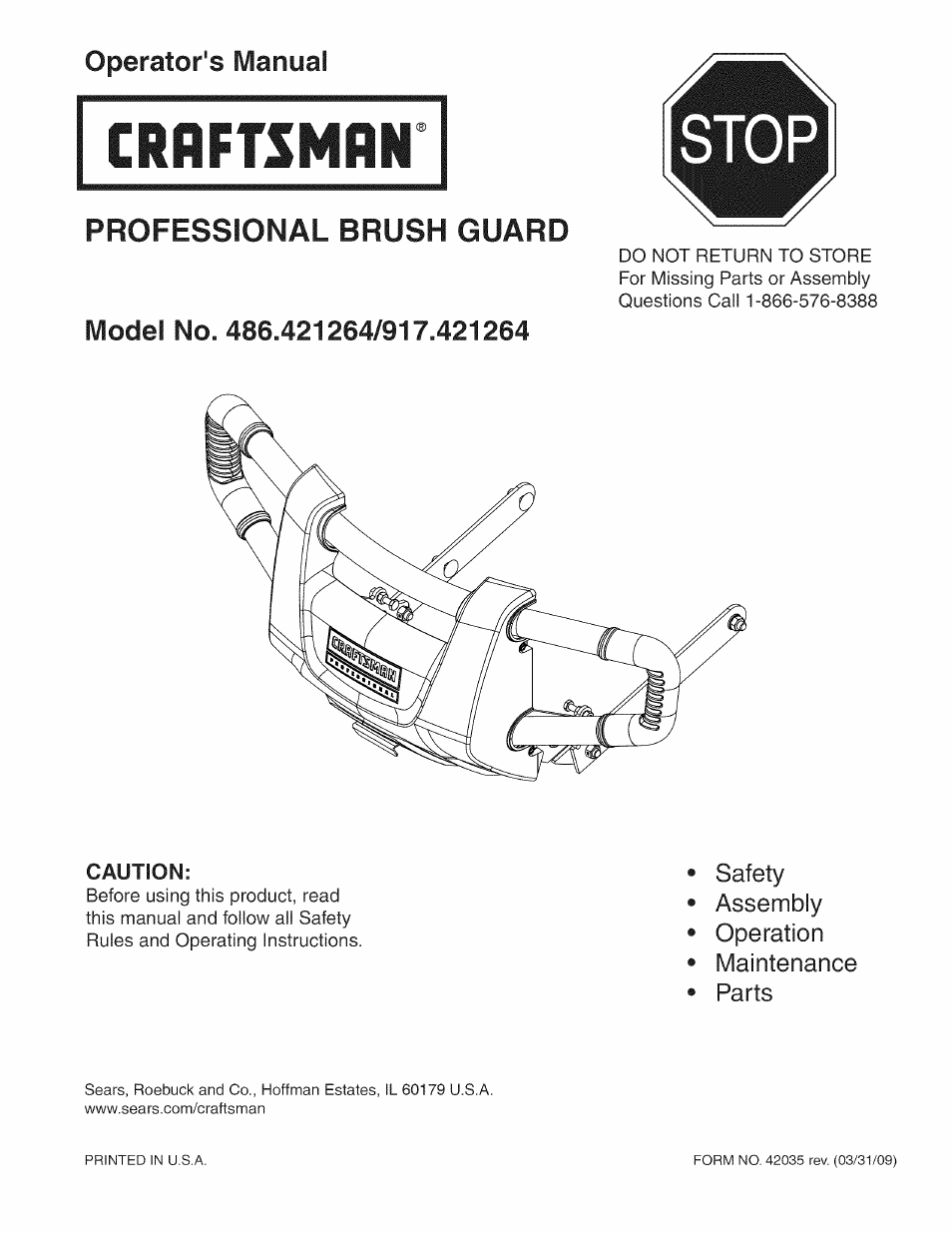 Craftsman 486.421264 User Manual | 8 pages