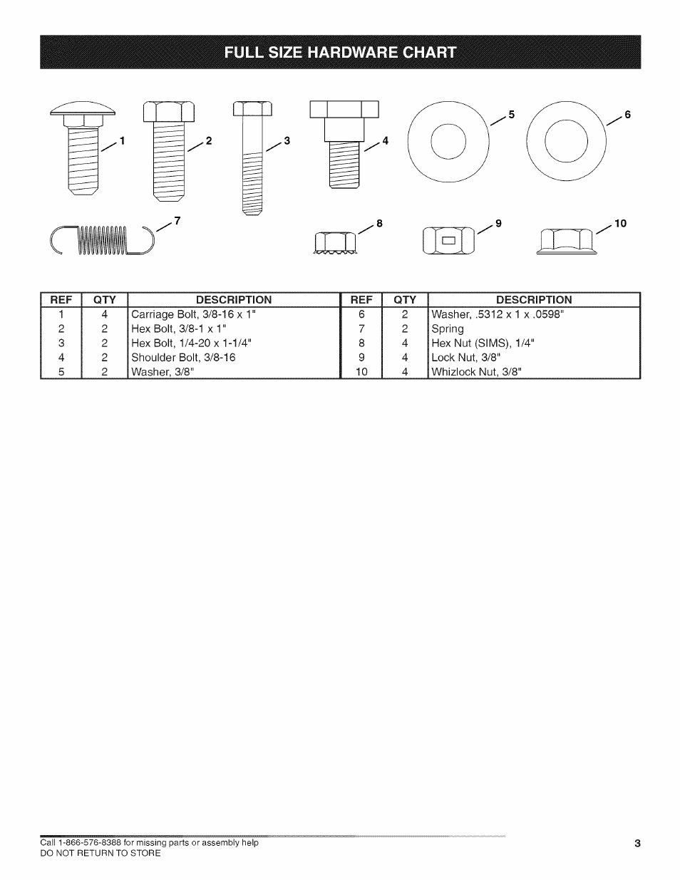 Full size hardware char | Craftsman 486.421264 User Manual | Page 3 / 8