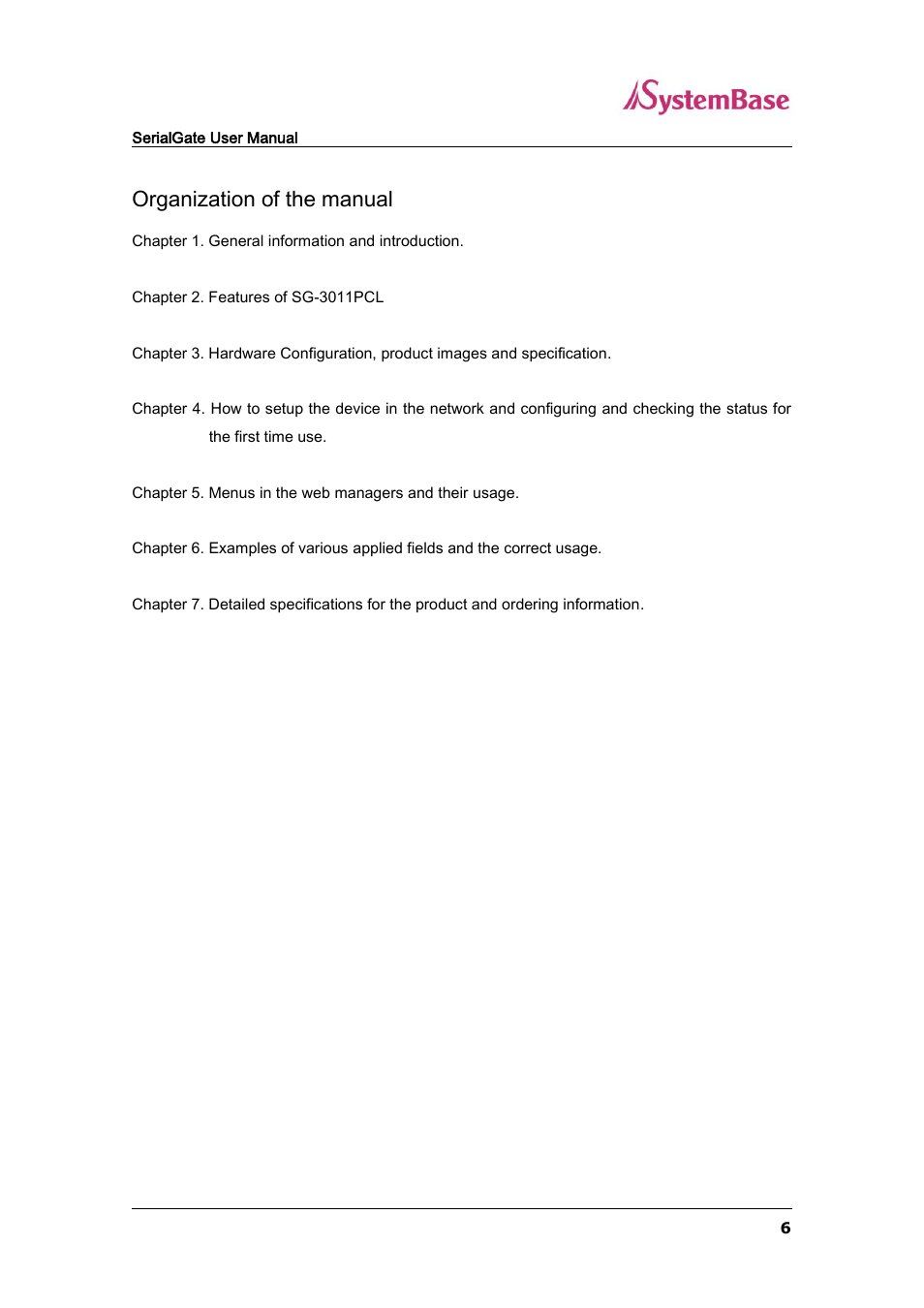 Organization of the manual | Solvline SG-3011PCL User Manual | Page 6 / 40