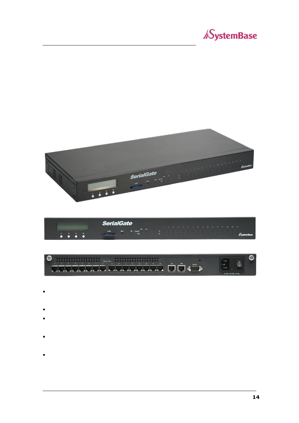 Chapter 3, Hardware description, Exterior of sg-1160/all | Chapter 3. hardware description | Solvline SG-1160 User Manual | Page 14 / 67