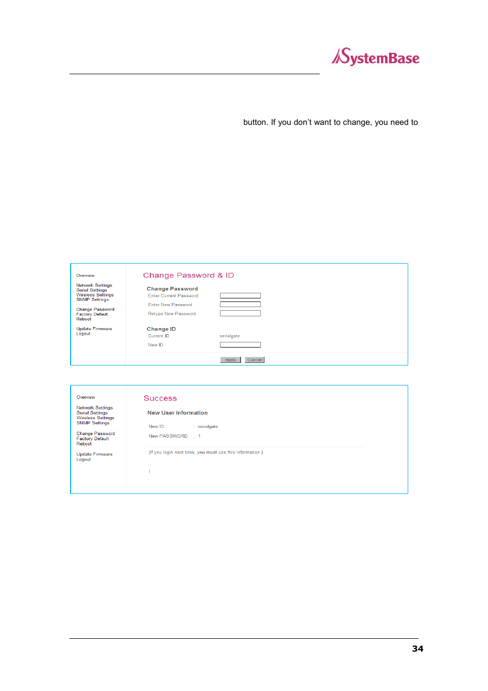 Change password | Solvline SG-1160 User Manual | Page 34 / 67