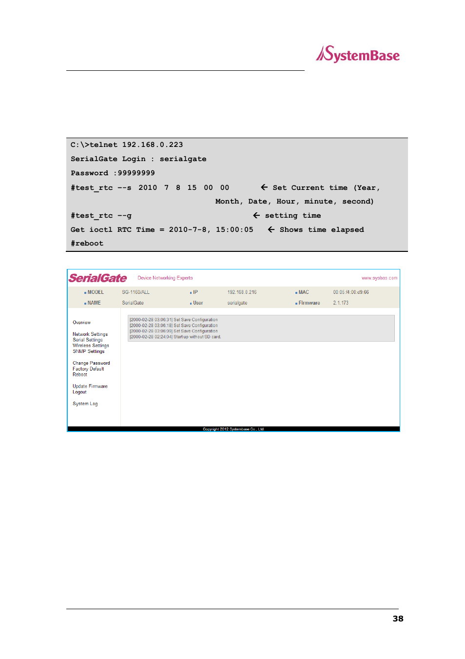 System log | Solvline SG-1160 User Manual | Page 38 / 67