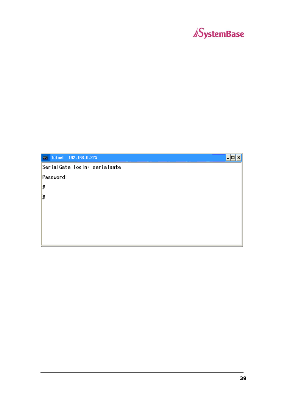 Chapter 6, Configuration via telnet, Connection | Chapter 6. configuration via telnet | Solvline SG-1160 User Manual | Page 39 / 67