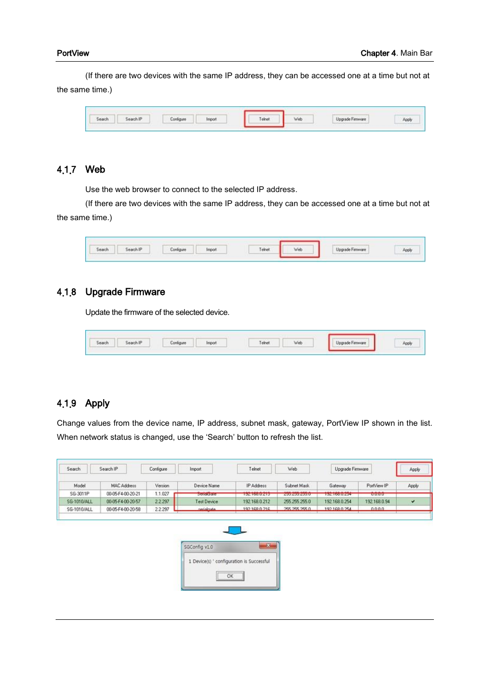 Upgrade firmware, Apply 12 | Solvline PortView Ver2.3 User Manual | Page 16 / 34
