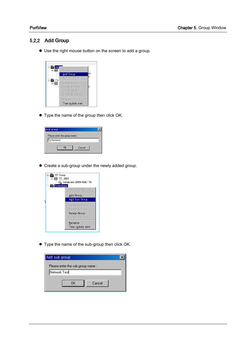 Add group | Solvline PortView Ver2.3 User Manual | Page 24 / 34