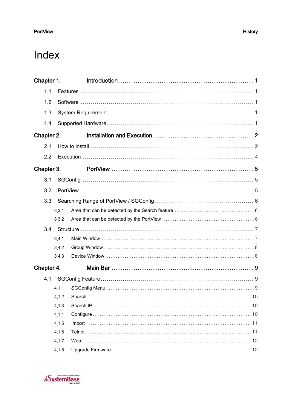 Index | Solvline PortView Ver2.3 User Manual | Page 3 / 34