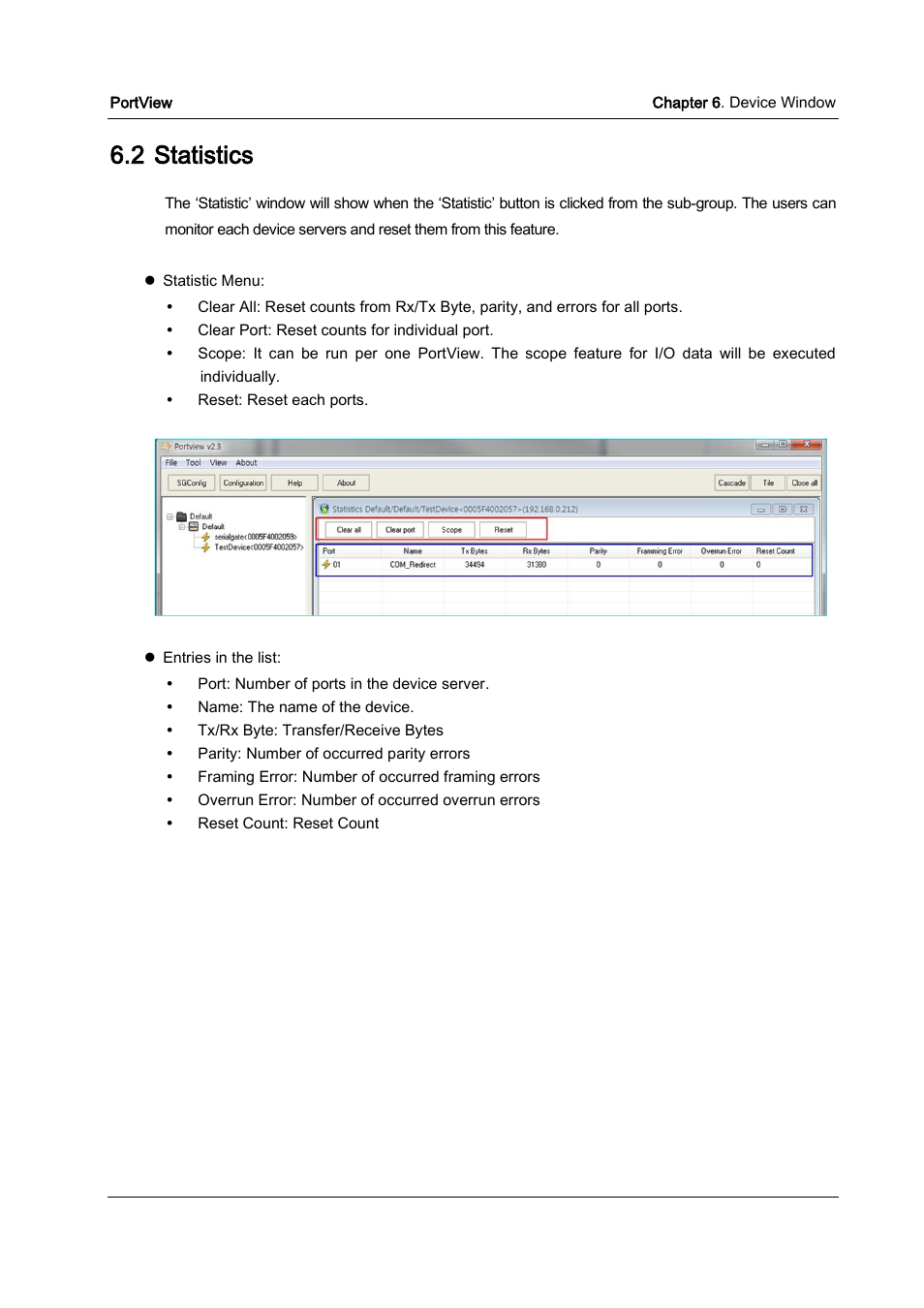 Statistics, 2 statistics | Solvline PortView Ver2.3 User Manual | Page 30 / 34