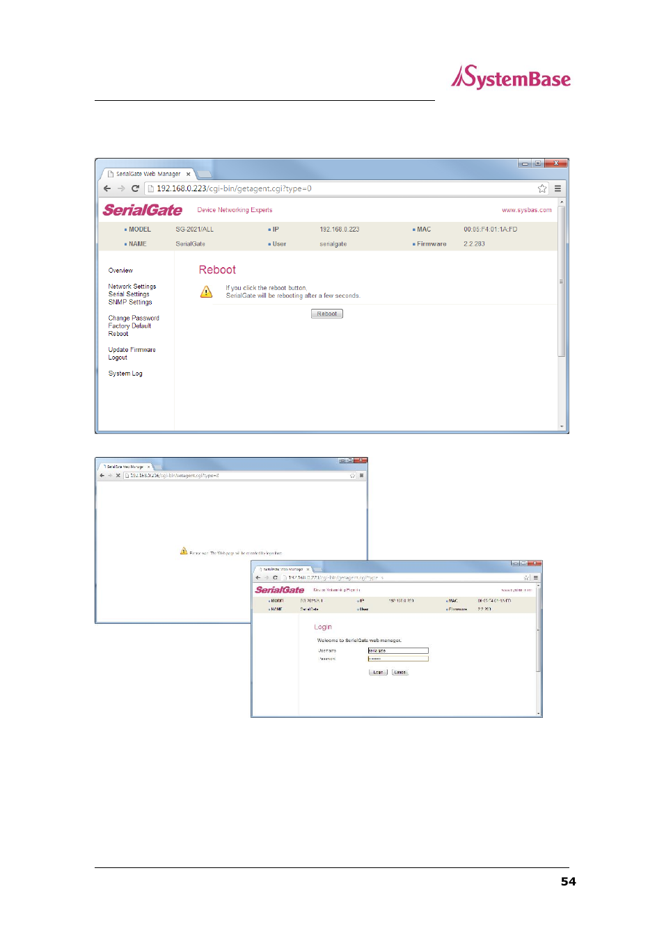 Reboot | Solvline SG-2xxx Series User Manual | Page 54 / 83