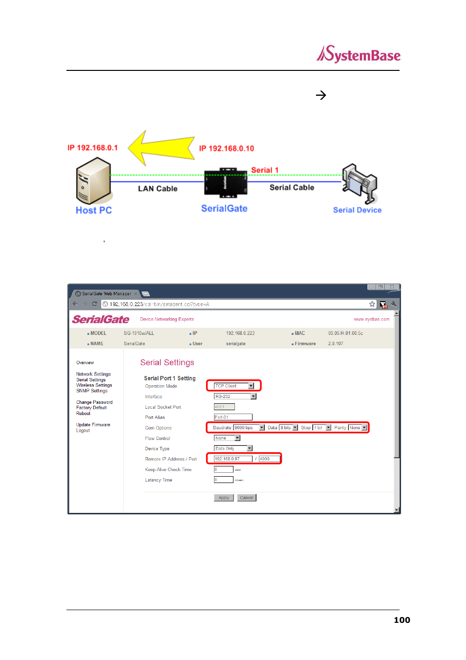 Tcp_client (tcp/ip connection: serialgate  pc) | Solvline SerialGate User Manual | Page 100 / 110