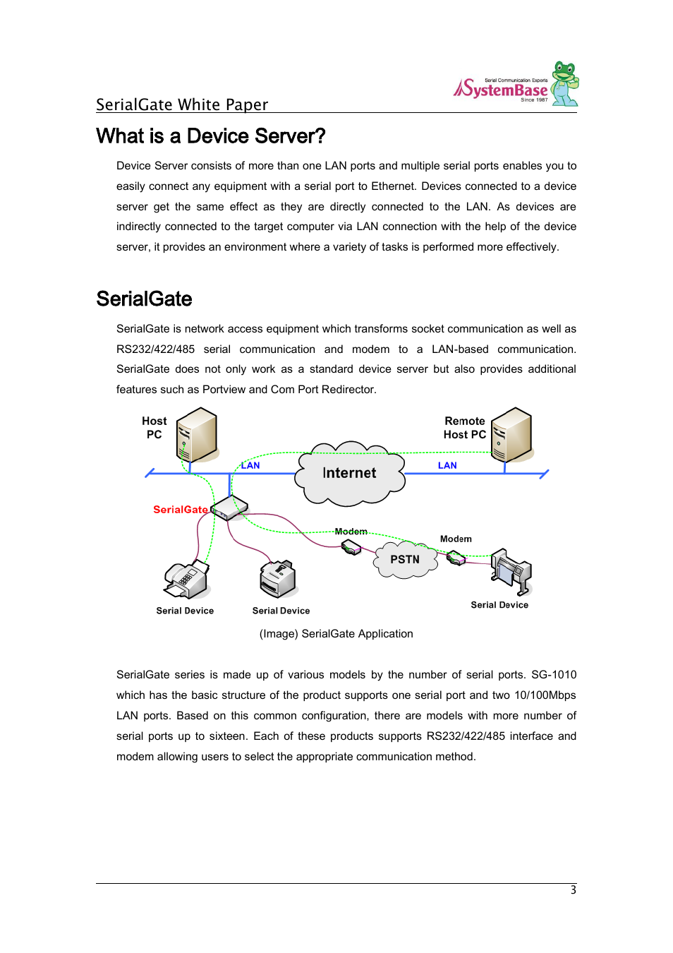 What is a device server, Serialgate, Serialgate white paper | Solvline SerialGate White Paper User Manual | Page 3 / 9