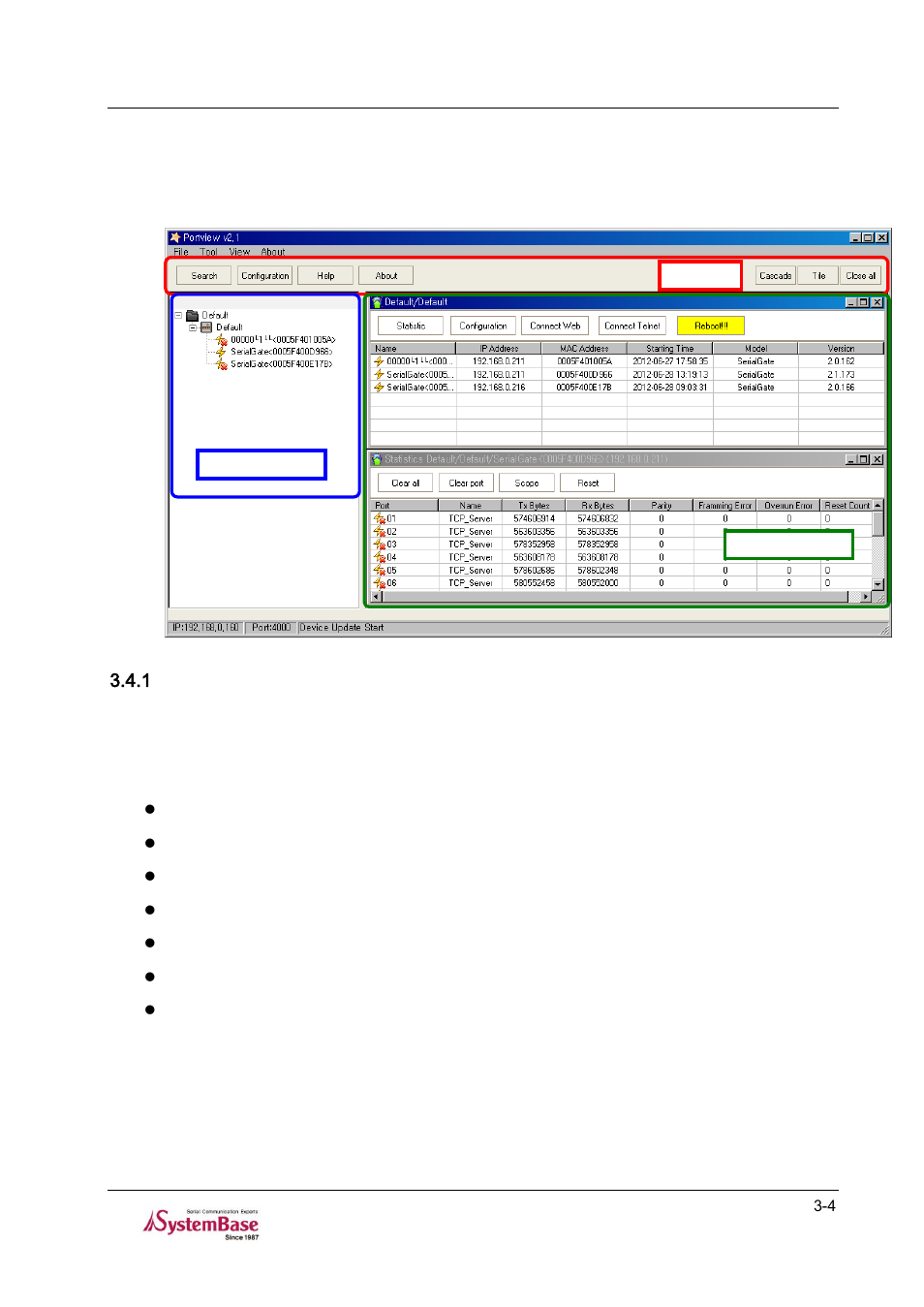 Main bar features -4, Group window features -5, 4 user interface | Solvline PortView V2.1a User Manual | Page 11 / 33