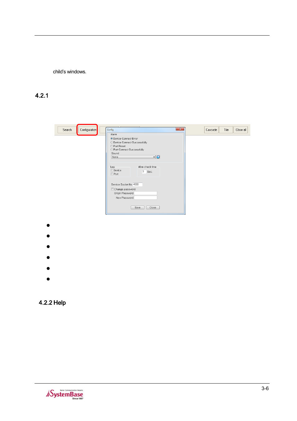 Config -6, Help -6, About -7 | 2 other functions | Solvline PortView V2.1a User Manual | Page 18 / 33