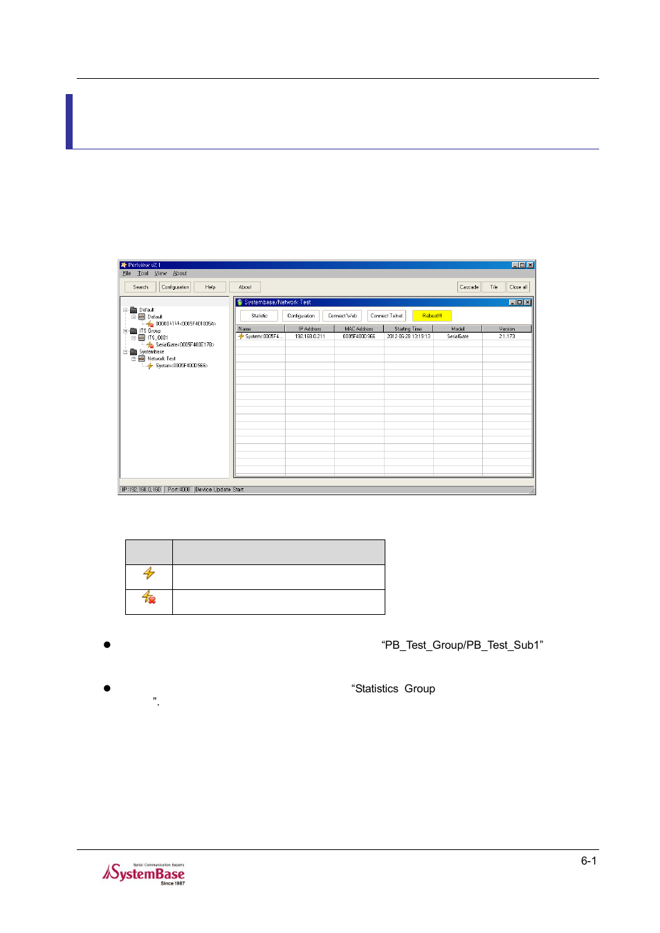Chapter 6, Device window -1, Chapter 6. device window | Solvline PortView V2.1a User Manual | Page 26 / 33