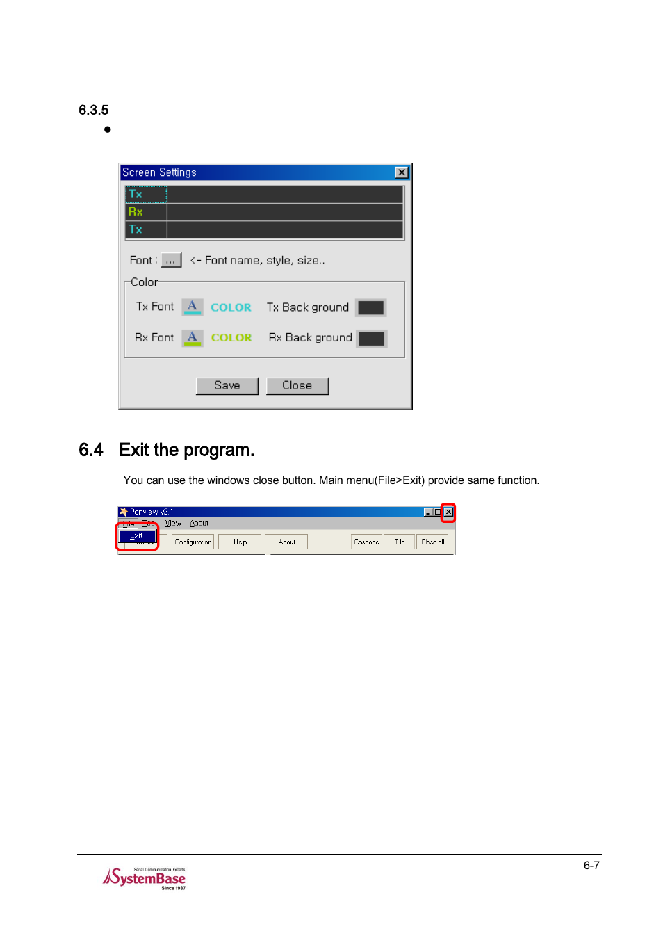 Exit the program -7, 4 exit the program | Solvline PortView V2.1a User Manual | Page 32 / 33